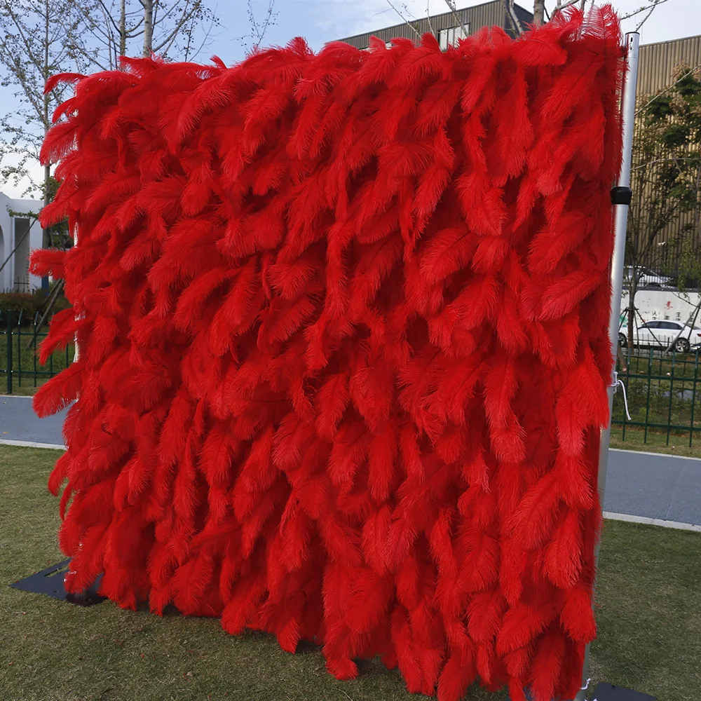 

8ftx8ft 3d red wedding wall backdrop artificial fabric roll up flower wall for wedding decoration