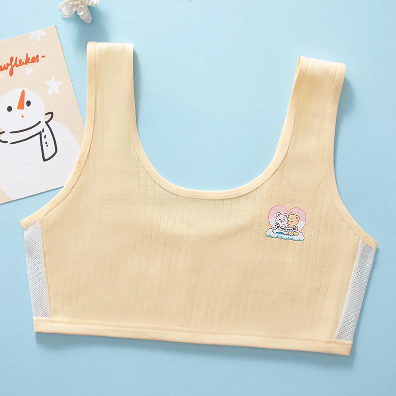 Sayletre 8-14 Years Young Girls' Cotton Blend Sports Training Bras Puberty Children Soft Breathable Underwear Teenage Kids Crop Vest Tops Clothing