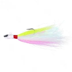 Premium Bucktail Lead Jig Head with Deer Hair and Feathers - 7g (Yellow)