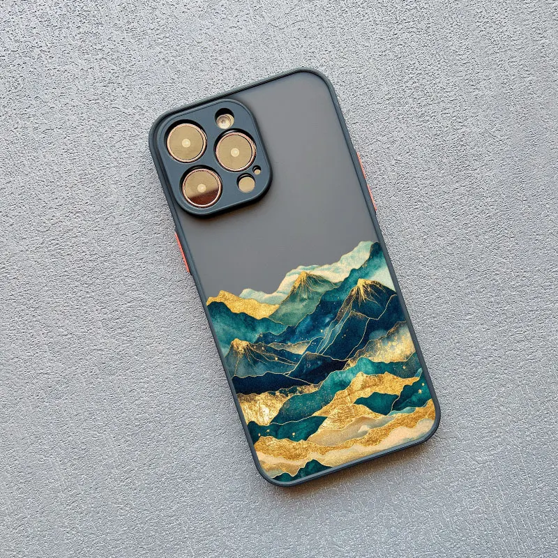 Gold and Blue Mountains Shockproof Phone Case