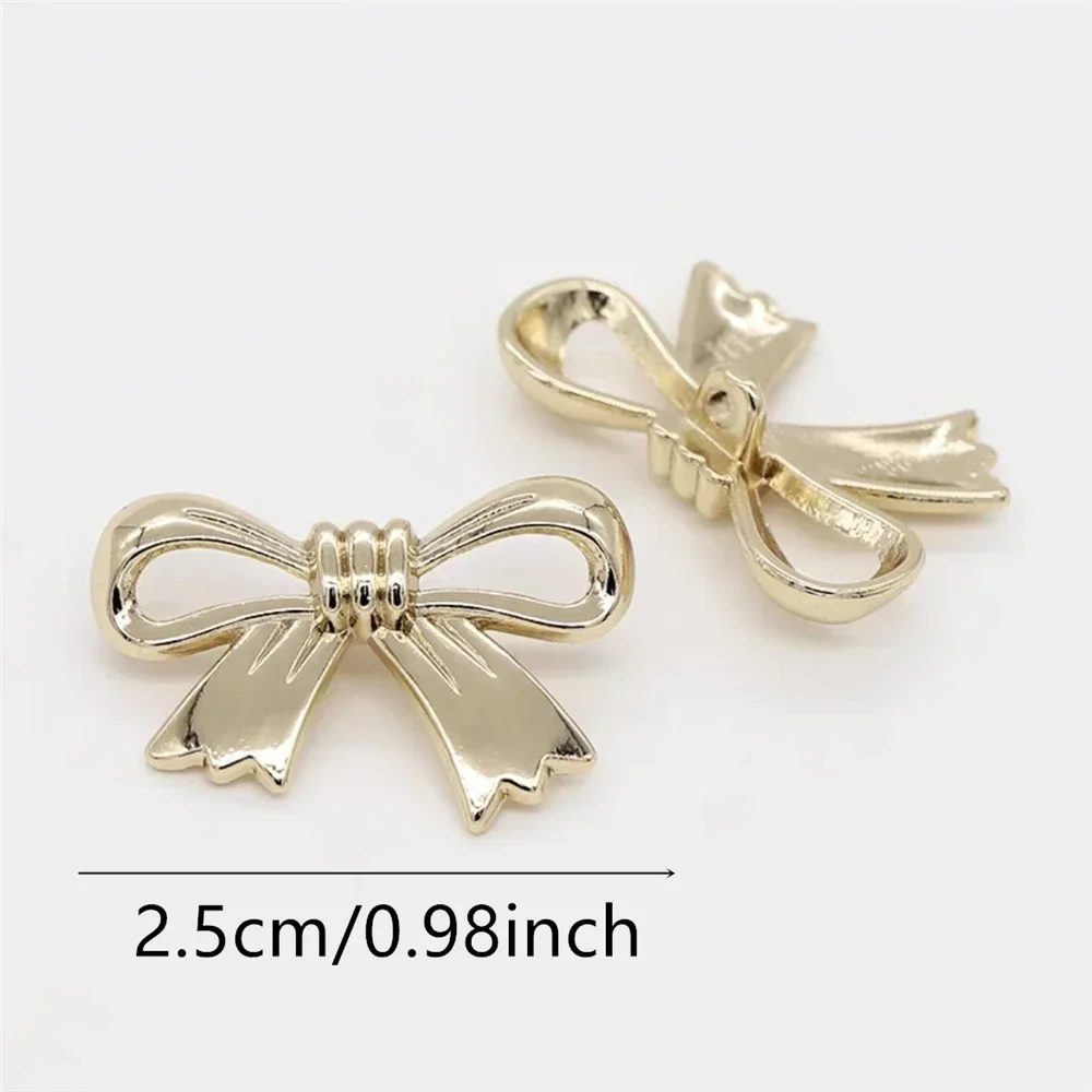 10pcs Golden Bow Shaped Metal Buttons,Sewing Accessories for Clothing Buttons, Suitable for Knitting Sweaters, Dresses, Shirts 2