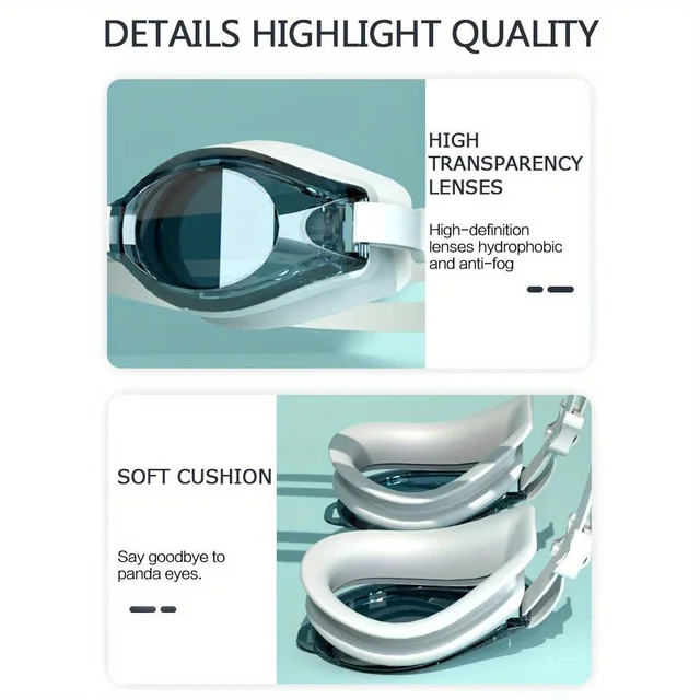 1 Set Professtional Swimming Goggles Cap Waterproof  Anti-fog Swimming Eyewear Silicone Cap Men Women HD Anti-UV Glasses 4