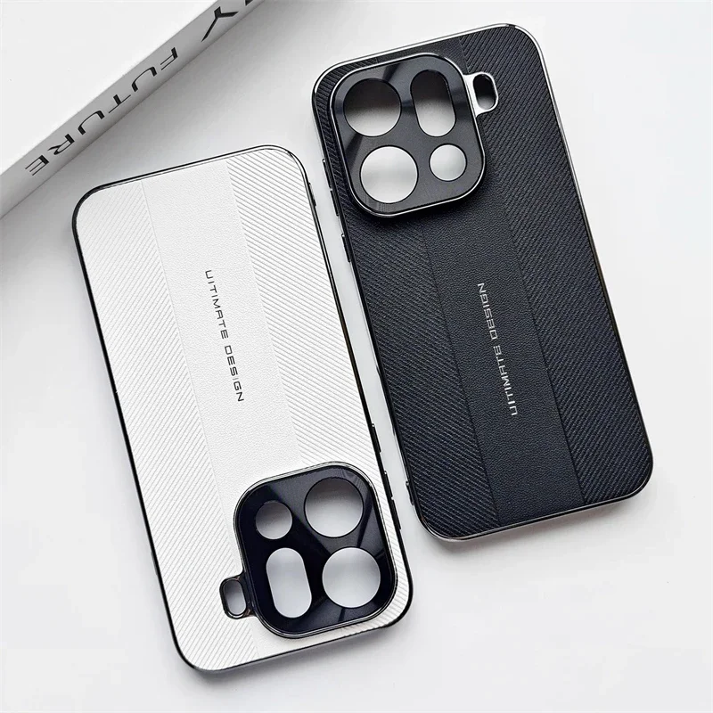 Luxury Electroplated Leather Texture Shockproof Bumper Case with Camera Protection