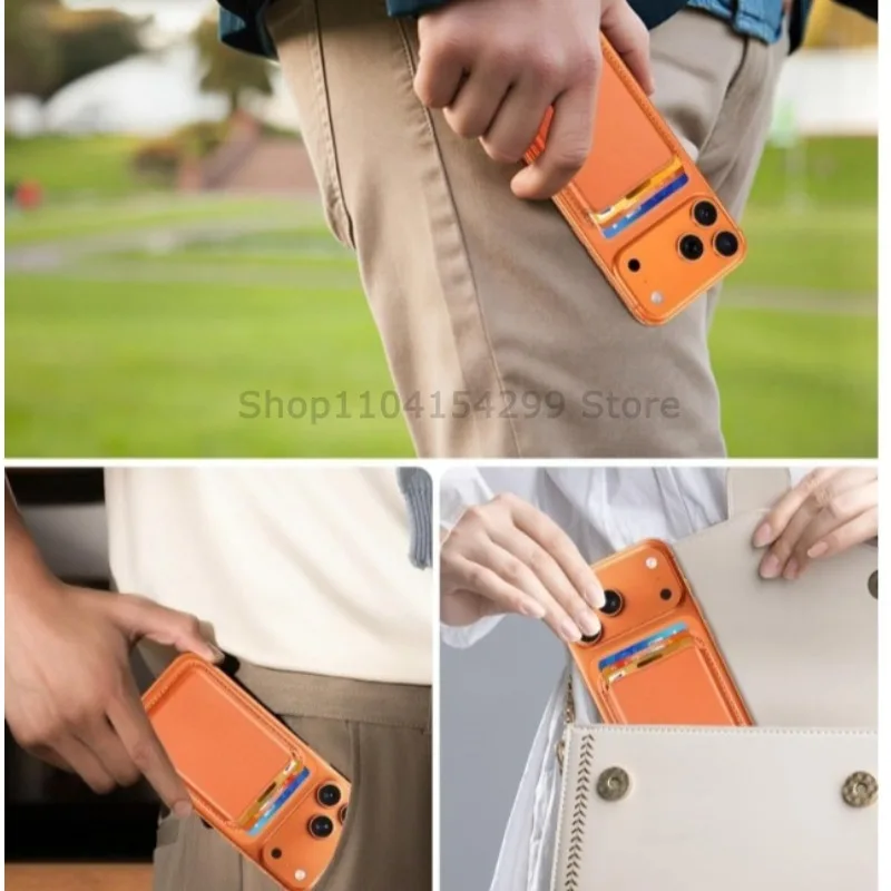 Leather Magnetic Wallet with Foldable Stand and Card Holder Pocket