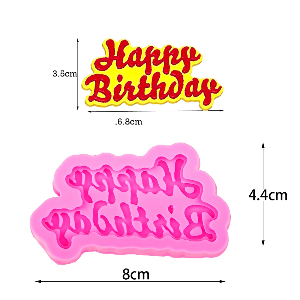 Happy Birthday Sign Plaque Mold Fondant Silicone Molds for Kitchen Chocolate Pastry Candy Making Cupcake Decoration Resin Mould