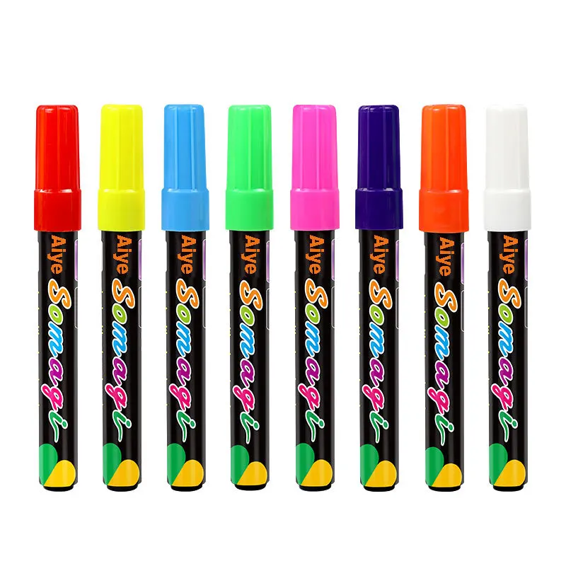 Cartoon Color Fluorescent Board Flat Head Erasable Blackboard Graffiti Liquid Chalk Fluorescent Pen