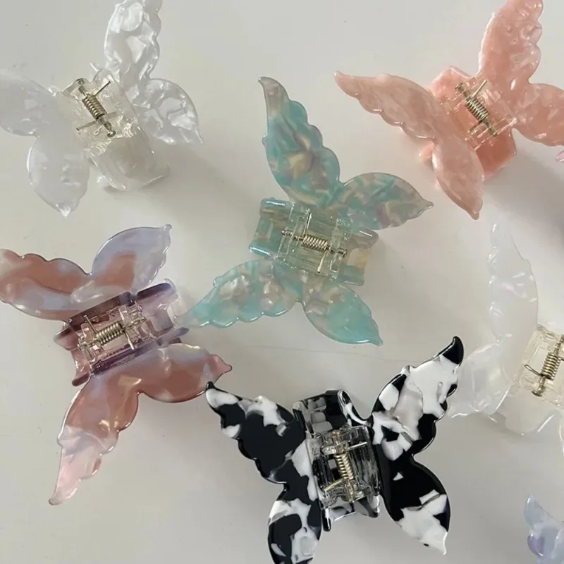 Butterfly Hair Claw French Acetate Fiber Hair Clamps Summer Retro Colorful Hair Accessories Decorate Long Clip