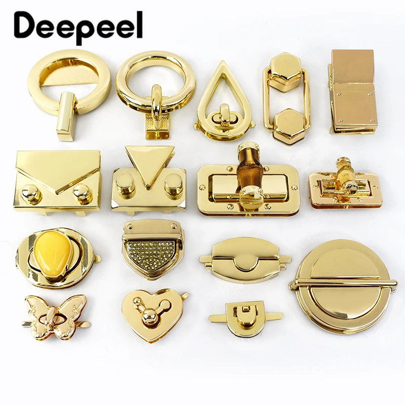 1Pc Deepeel Gold Metal Bag Lock Clasp Turn Twist Locks Closure