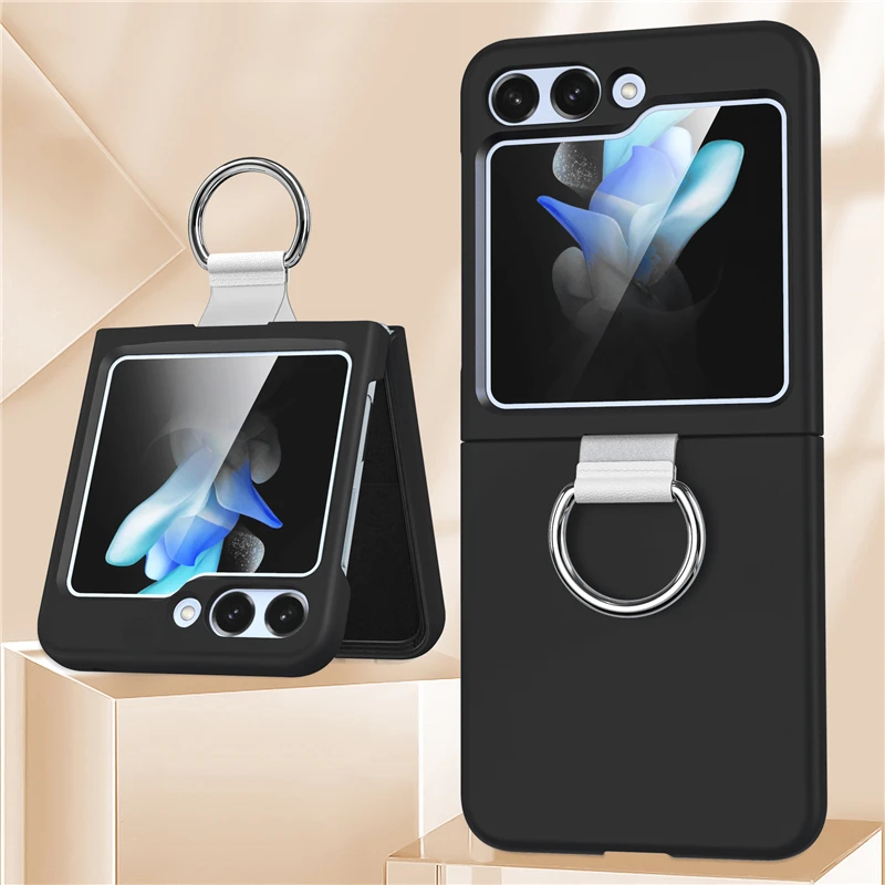 Fashion Phone Case With Ring And Silk Lanyard For Galaxy Z Flip_voghion.com