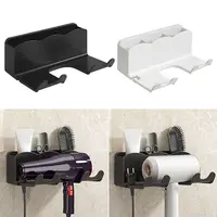 Black/White Hair Dryer Holder Wall-Mounted Strong Load-bearing Sorting Bracket Multifunctional Plastic Bathroom Organizer 1