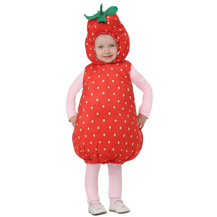 

Halloween children Baby Cosplay Vegetable Fruit Strawberry Cosplay Suit Adorable cute jumpsuit school stage performance