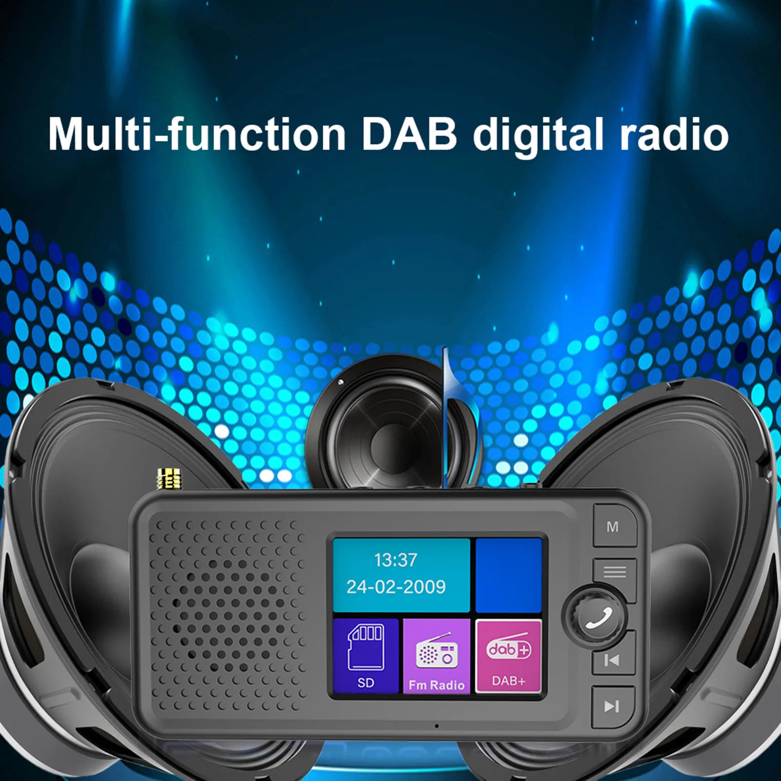 LCD 디스플레이가 장착된 디지털 자동차 라디오 어댑터 다기능 DAB 디지털 라디오 가정 및 자동차용 차량 장착형 스테레오 MP3 플레이어