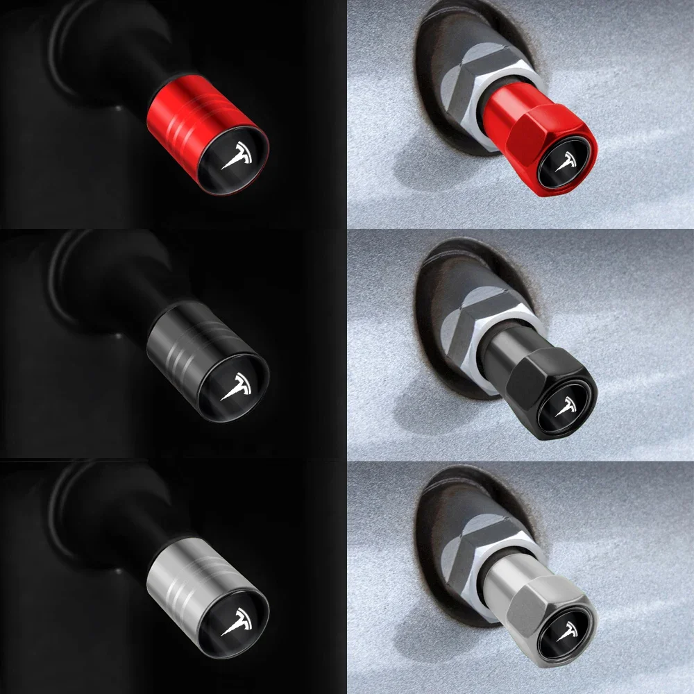 4PCS Metal Car Wheel Tire Valve Air Stem Cap For Tesla Model 3 Model S X Y Roadster Invader Coil Mod WYE Bonina