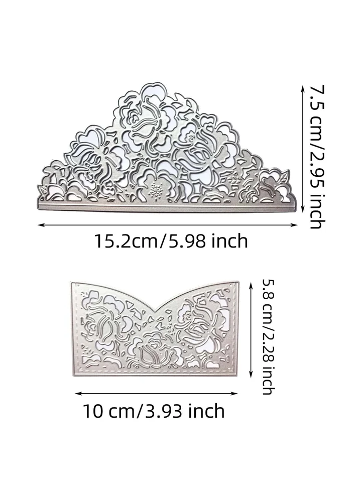 Fustella In Metallo Per Scrapbooking - Motivo Rami E Fiori - Stencil Per Biglietti Di Auguri, Inviti Matrimonio, Decorazioni Fai Da Te - Acciaio Al Carbonio, 12,1 X 6,6 Cm - 2
