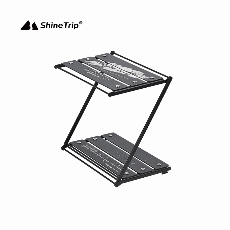 

Outdoor Aluminum Alloy 2 Layers Z-shaped Rack Storage Shelf Portable Camping Picnic Folding Shelf BBQ Storage Rack Garden Table