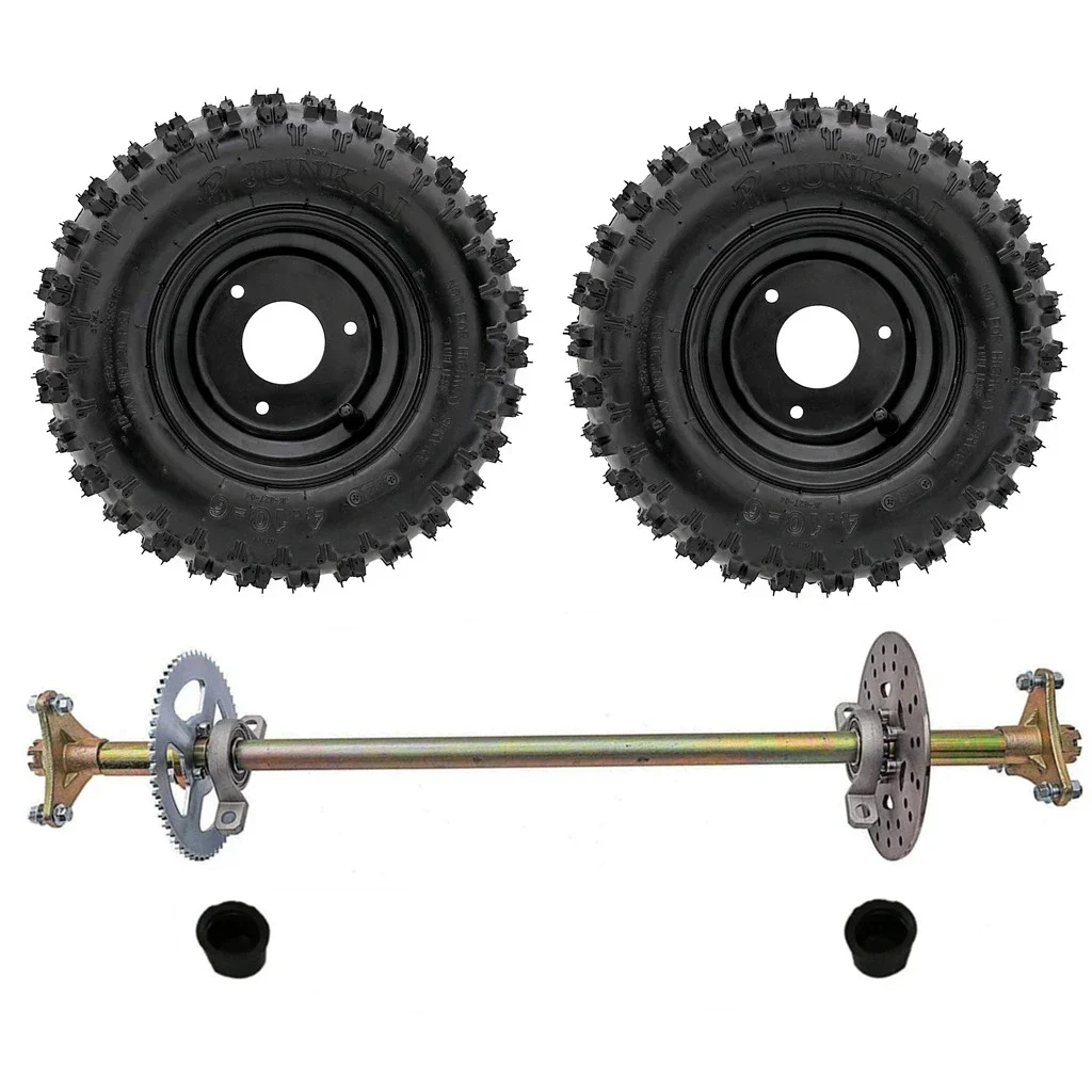 Go Kart DIY Rear Axle Assembly Wheel Hub Kit with 2pcs 4.10-6 Wheels For Mini Kids ATV QUAD Buggy Karting Accessories