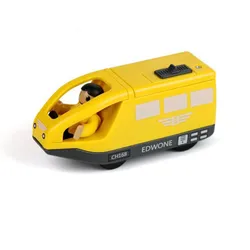 Deluxe Remote - Control Electric Train Set with Wooden Tracks and Magnetic Rail Cars - Perfect Gift ( Light Yellow)