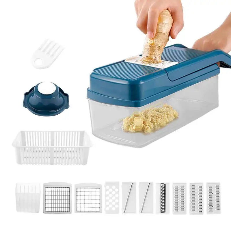 

Food Chopper Multifunctional Vegetable Chopper Dicer Manual Hand Kitchen Accessories With Container For Potato Tomato Vegetables