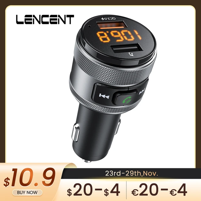 LENCENT FM Transmitter Wireless Bluetooth 5.0 Handsfree Car Kit