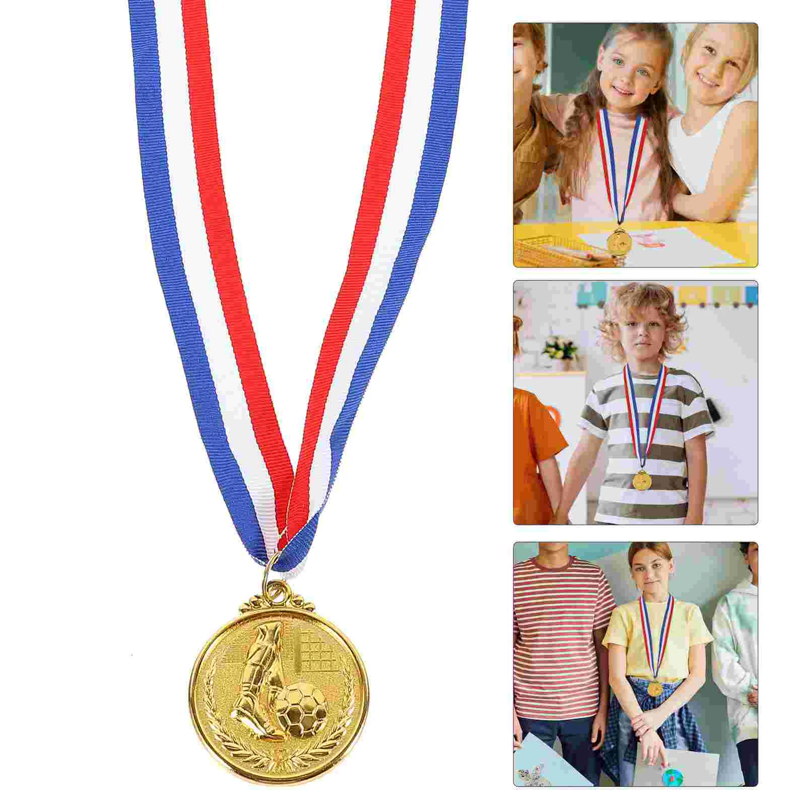 12pcs Football Medal Soccer Medals 5cm Gold Zinc Alloy Student Awards Party Gifts Soccer Game Trophies Metals Honors
