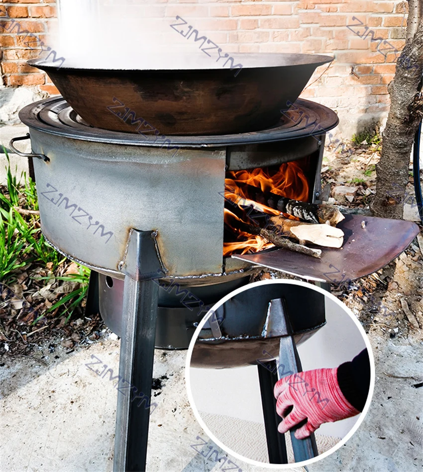 35CM, 43CM Upgraded Version Firewood Stove Outdoor Camping Movable Ground  Pot Wood Stove Multifunction Thicken Home Rural Stove - AliExpress