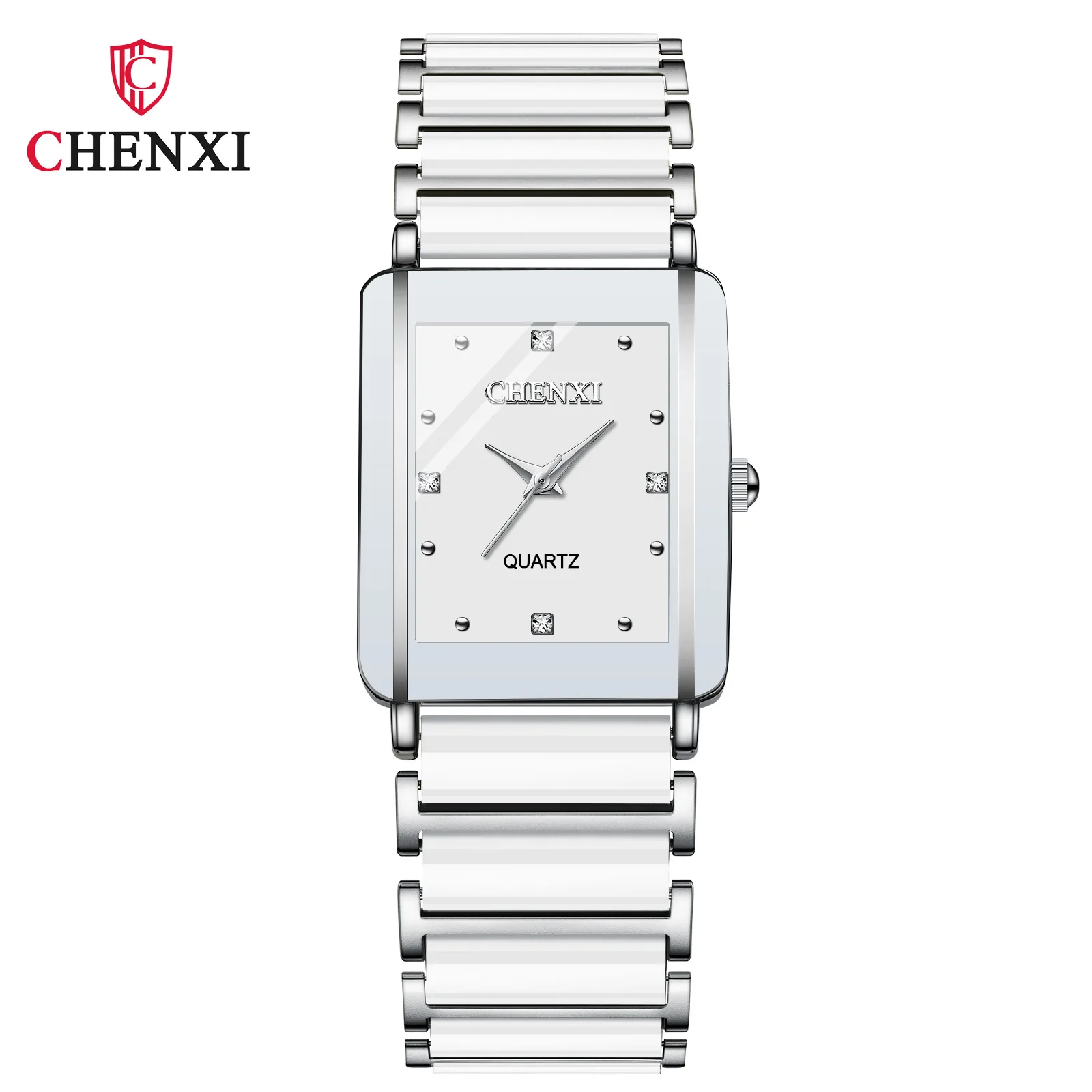 CHENXI 104A Luxury Couple Watch with Imitation Ceramic Strap and Exquisite Date Feature