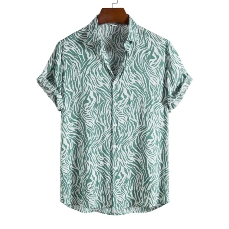 Leopard Hawaiian Sexy Floral Male Camisa Slim Fit Short Sleeve Party Beach Casual Men's Shirts For Man Clothing Social Retro 4