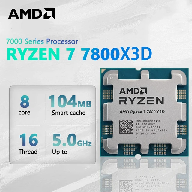 AMD Ryzen 7 7800X3D R7 7800X3D 5.0 GHz 8-Core 16-Thread CPU 5NM 96M  100-100000910 Socket AM5 New Tray Without cooler - AliExpress