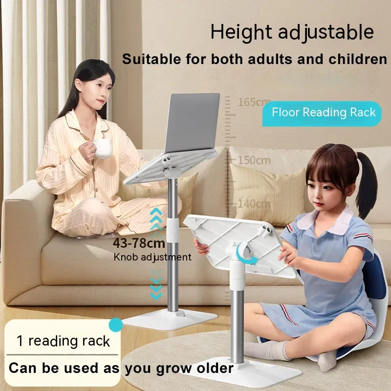 Oatsbasf-altura Suporte Tablet Ajustável Piso Suporte de Leitura Estante de Livros Levantável Dobrável Titular Ipad 4378cm - Imagem 6