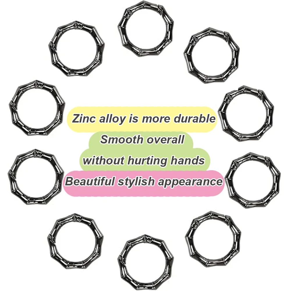 5PCS Metal Bamboo Buckle Spring O Ring Round Push Trigger Key DIY Connector Openable Keyring Carabiner Purses Handbags Snap 3