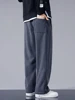 Winter Thick Warm Corduroy Sweatpants Men Fleece Liner Drawstring Straight Loose Track Pants Male Casual Fleece Thermal Trousers 3
