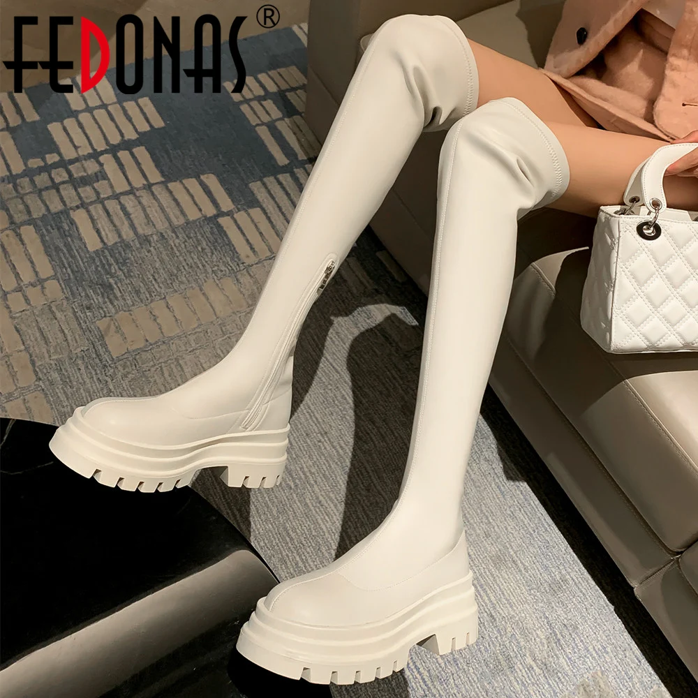 

FEDONAS New Sexy Women Over The Knee High Boots Autumn Winter Platforms Thick Heels Side Zipper Long Boots Shoes Woman Concise