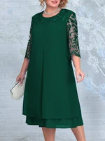 Plus Size Summer Dress Woman 2025 New Fashion Embroidery Patchwork Elegant Wedding Party Curvy Dresses - Image 3