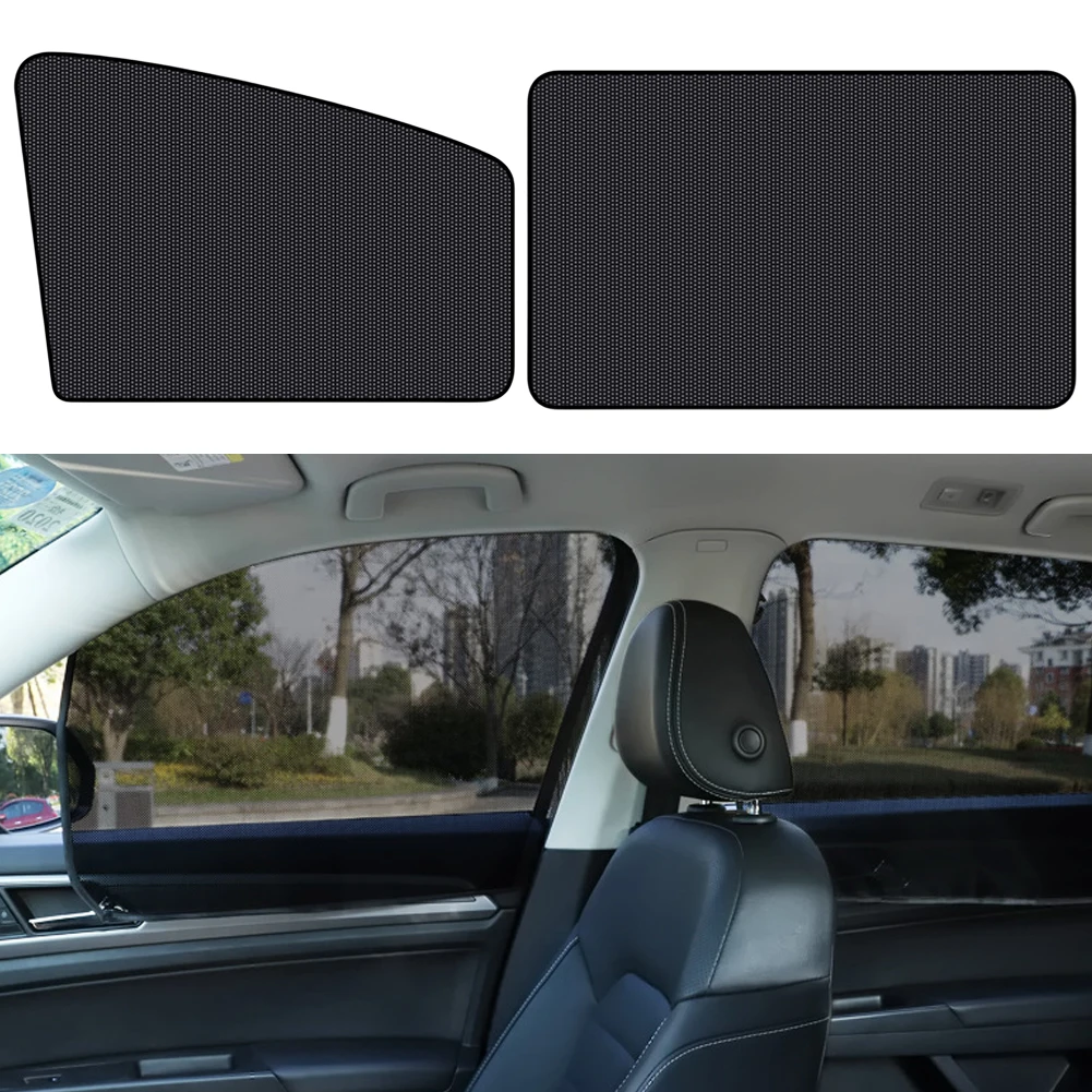 Magnetic Auto Black UV Protection Film with Small Hole Black Side Window Sunshade Cover 10 Magnets Side Glass Mesh Sunshades 5