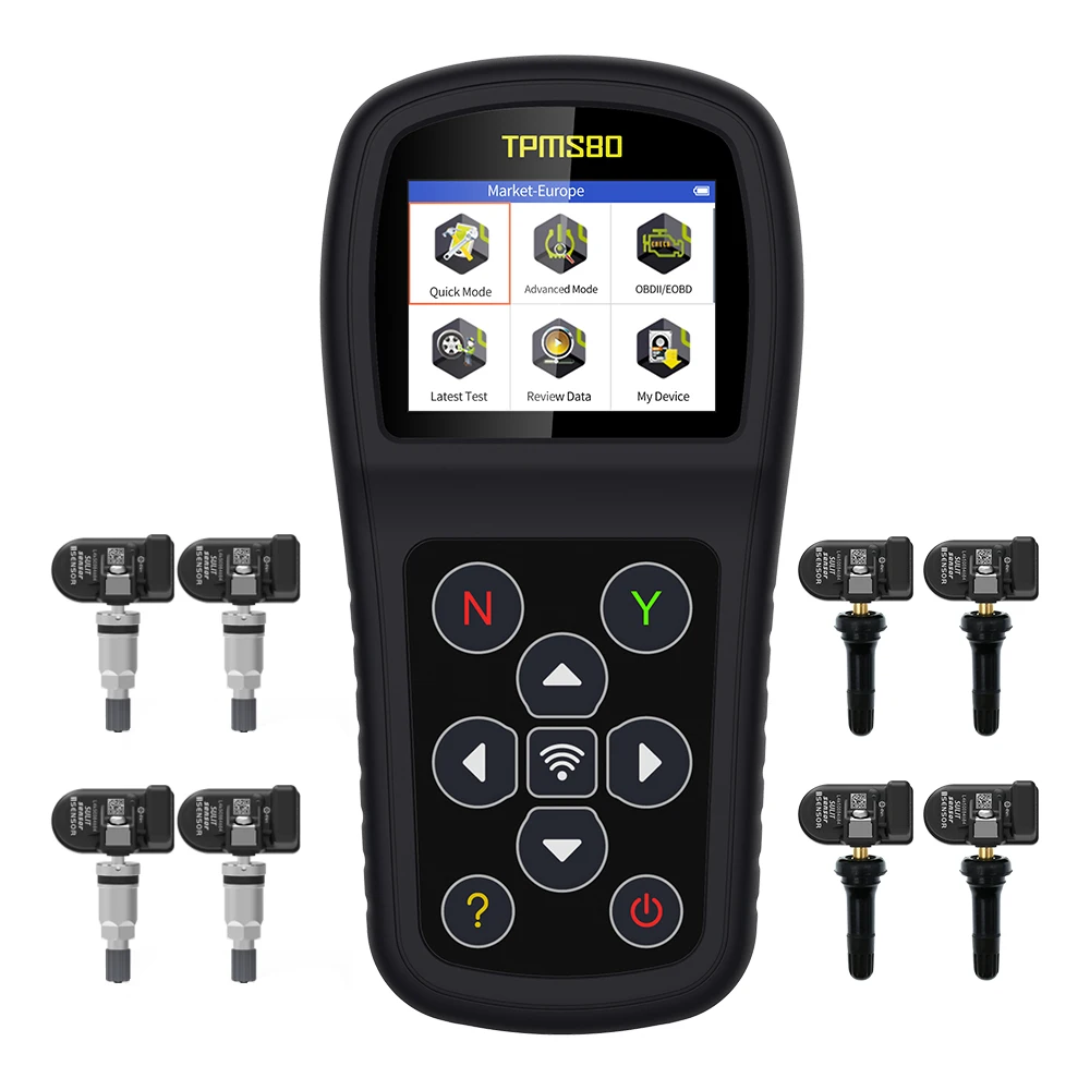 

Universal Car Pressure Monitor System Programmable TPMS Sensor Programming Tool and OBD2 Diagnostic Scanner