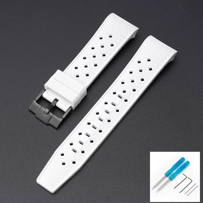 Curved End Waterproof Sport Silicone Watch Band - 22mm