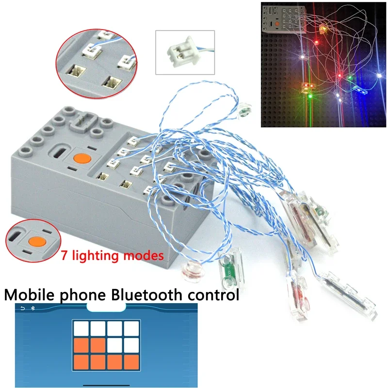 Moc 액세서리 LED 조명 장난감, 하이테크 신호 도시 거리 DIY 원격 제어 램프 핀 포트, 빌딩 블록과 호환 가능