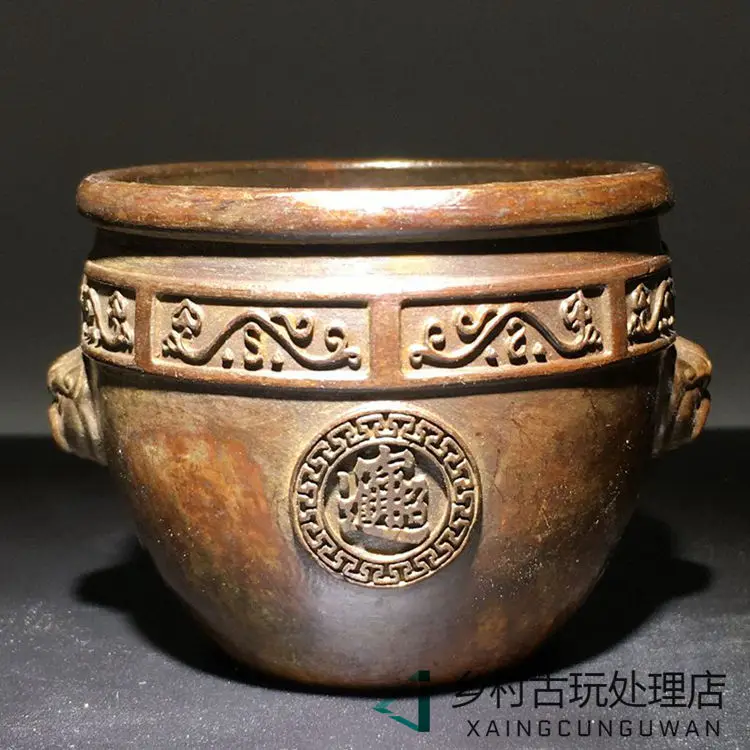 

Grandfather Ming Xuande annual pure copper relief, a cornucopia of double-sided tiger heads, is left behind by ancestors.