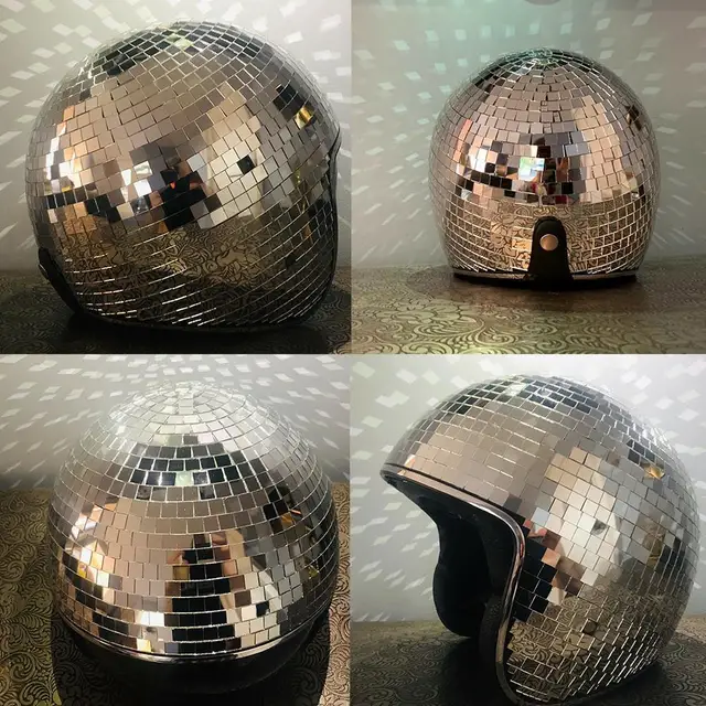 Casques De Moto Disco Gold Mirror Ball Casque Silver Mask Cosplay Show DJ  Discothèque Festival De Musique Dance Party Performance Sur Scène Du 52,85  €