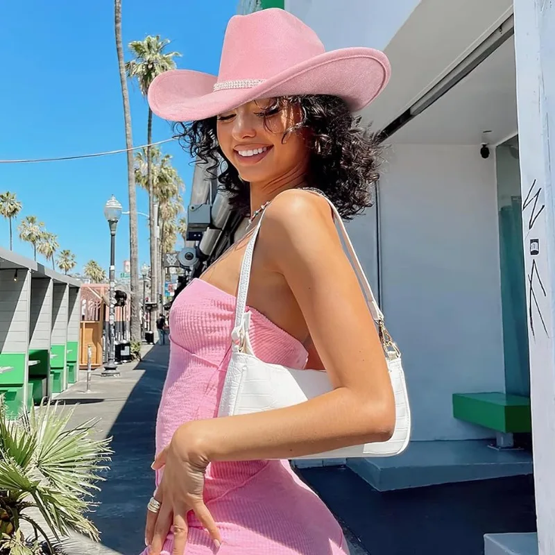 Rhinestone Girls Cowboy Hat for Women and Men with Shapeable Wide Brim Felt Cattleman Western Cowgirls Hats Party Hat Cowboy Hats Cowgirl Hats
