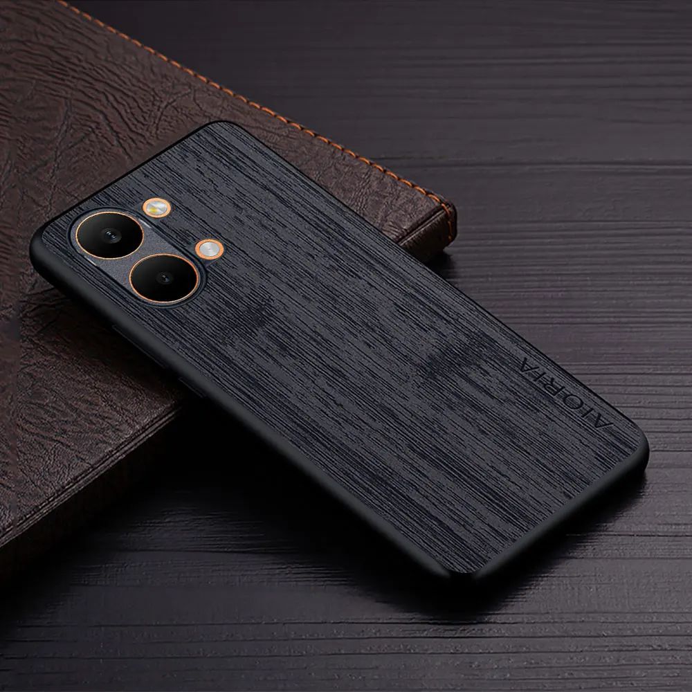 Luxury Faux Leather Wood Grain Phone Case - Premium Cover