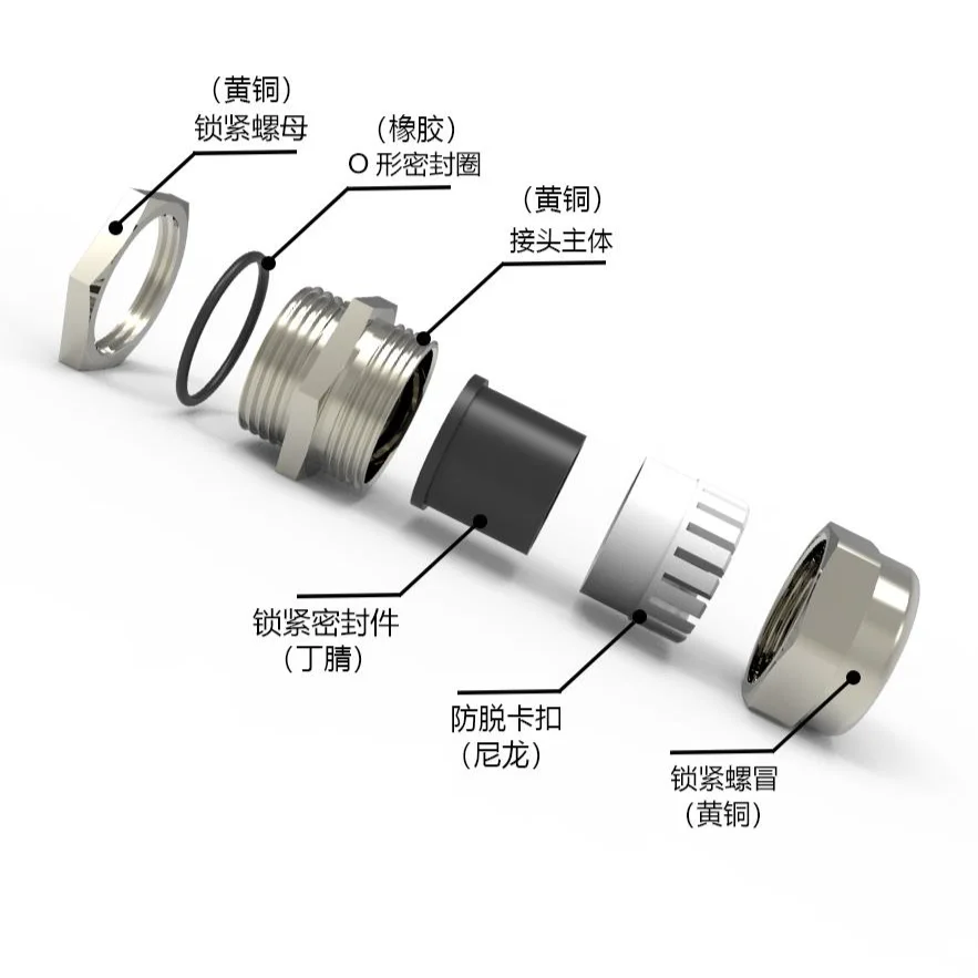 50pcs M6 Brass Nickel Plated Metal Cable Waterproof Joint Sealing 304 Stainless Steel Stuffing Box PG Gland Head M12m20
