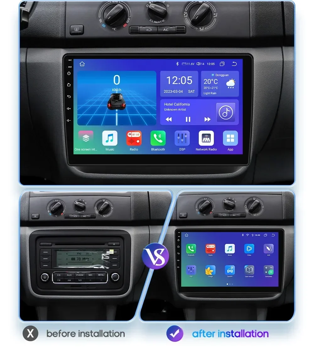10,1 "Algpo 2Din Android13 Auto Radio Für Skoda Fabia 2 2007-2014 GPS RDS DSP 4G BT Android Auto CarPlay Intelligente System – Detail 5
