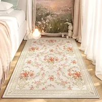 Tapis de chevet de chambre à coucher rétro américain, fleur de mode, sans nettoyage, lingette, table basse, polymères doux, salon, canapé, Everakroom, lea 2