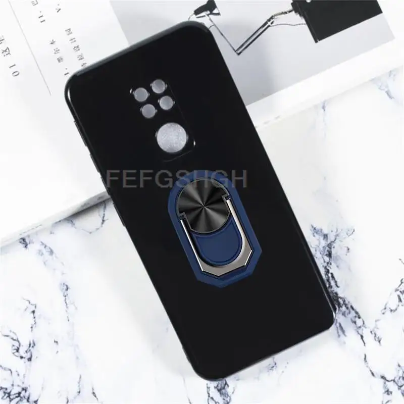 Durable Finger Ring Soft TPU Silicone Phone Case - Black