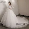 BEPEITHY Customized Vestidos De Novia Plus Size Half Sleeves Princess Wedding Dress For Women Lace Court Train New Bridal Gowns 5