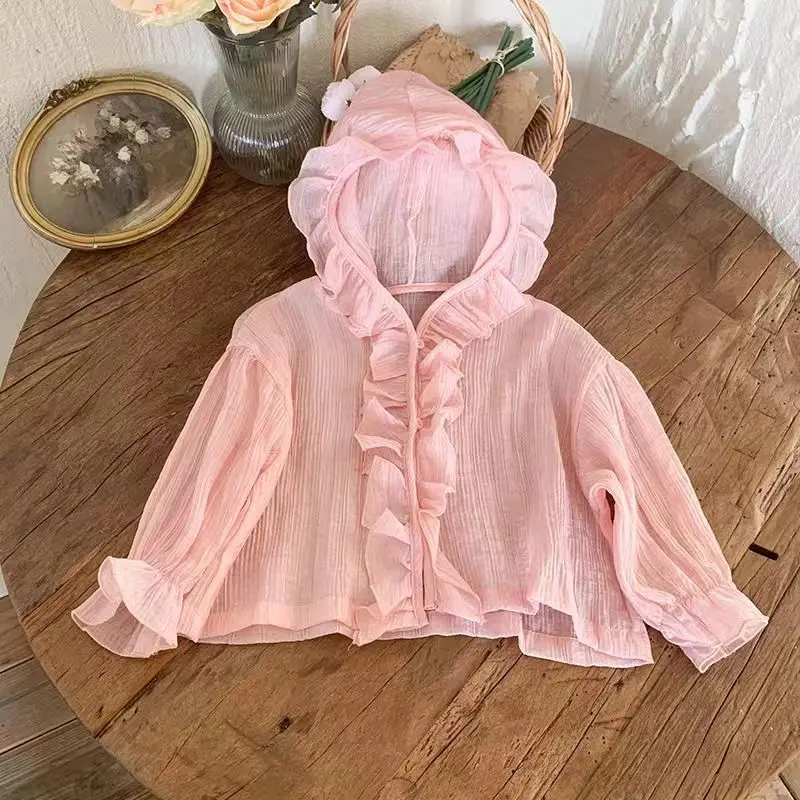MILANCEL 2024 여름 여아복 자외선 차단 셔츠 코트, 1-5 Y 후드 가디건, 얇은 스타일, 어린이 에어컨 셔츠