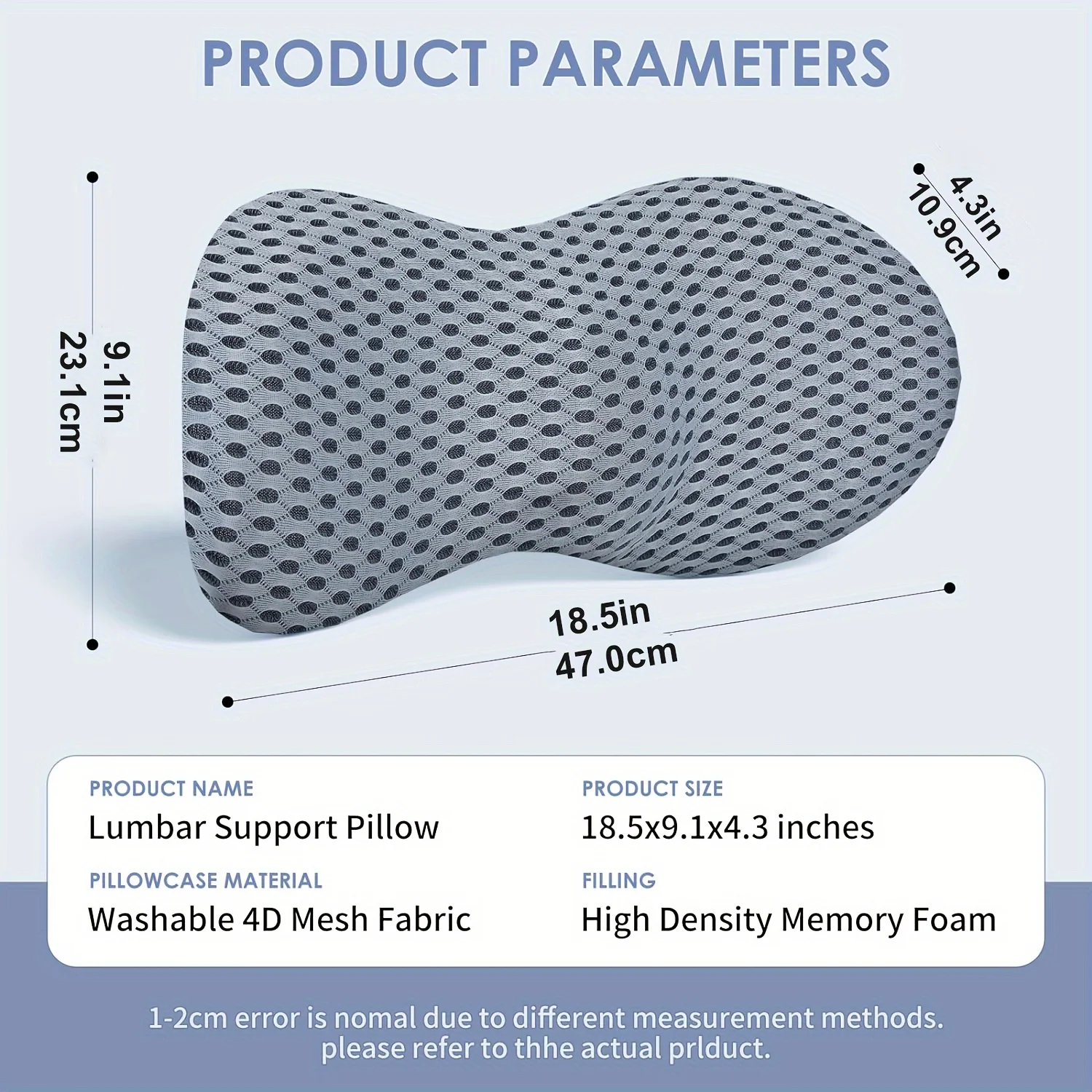 Lumbar Support Pillow, Back Pillow For Low Back Pain Relief, Ergonomic Streamline Car Seat, Office Chair, Recliner And Bed