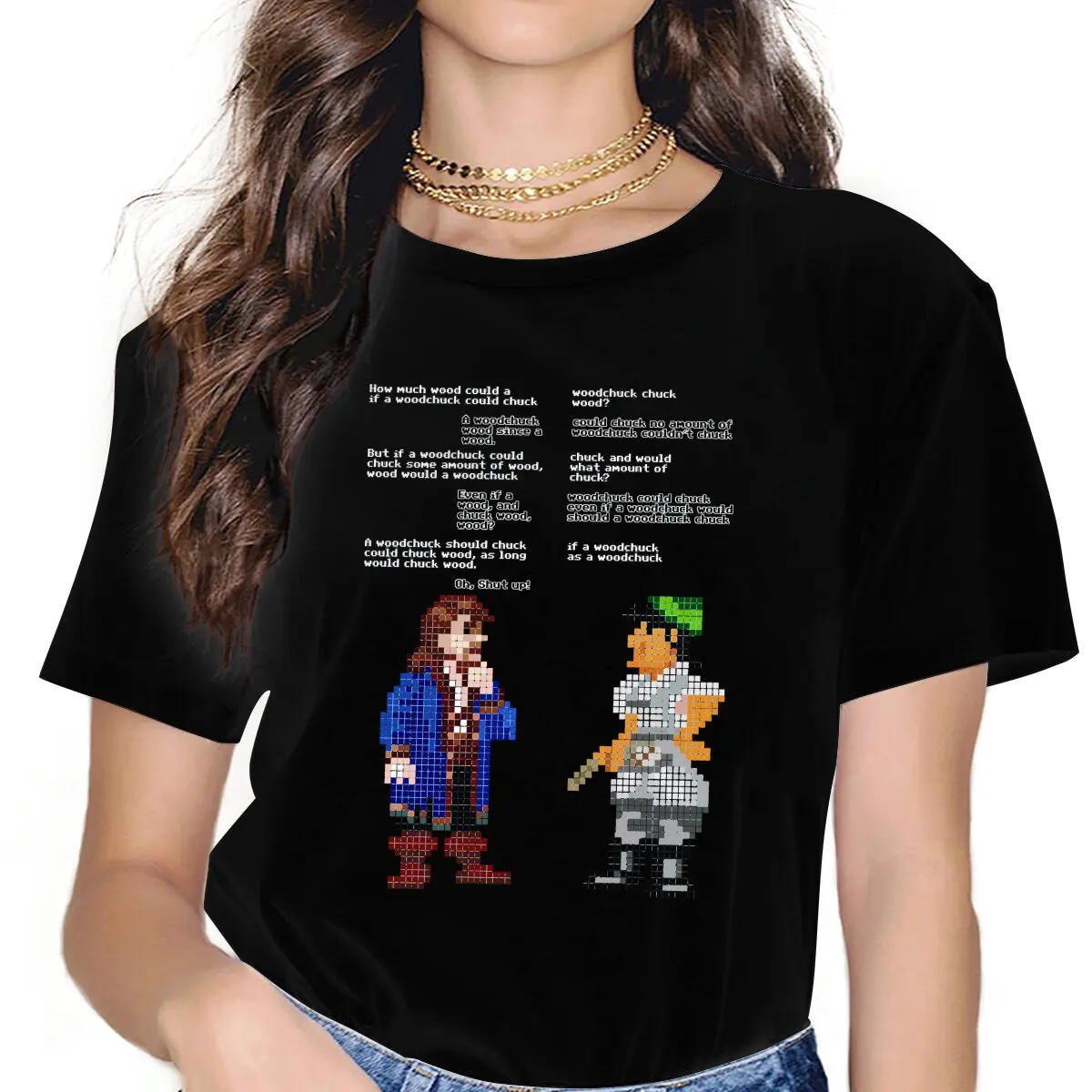 Will Woodchuck Chuck Wood Monkey Island Maglietta Da Donna In Fibra Alternativa O-Collo Tshirt
