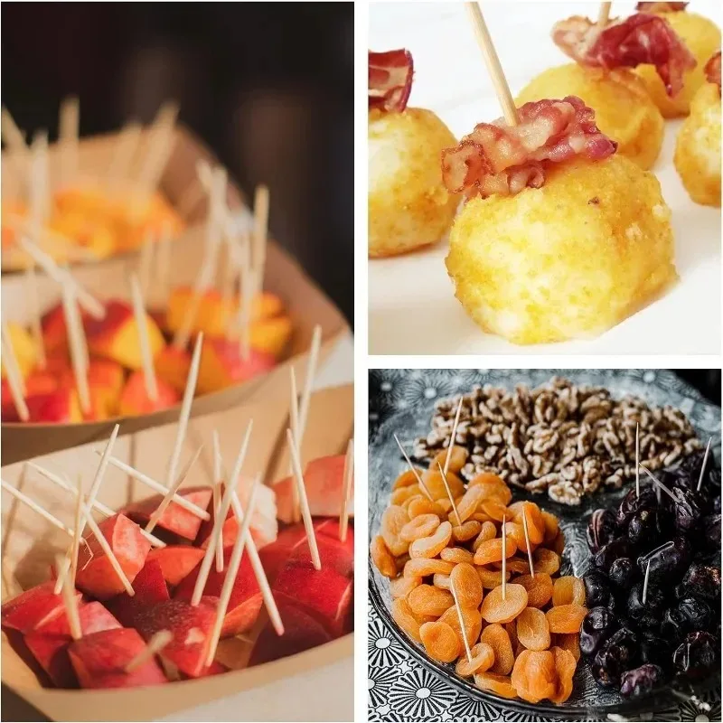 Bamboo Toothpicks Disposable Natural Bamboo Toothpicks Double Headed Cake Fruit Picks 500x